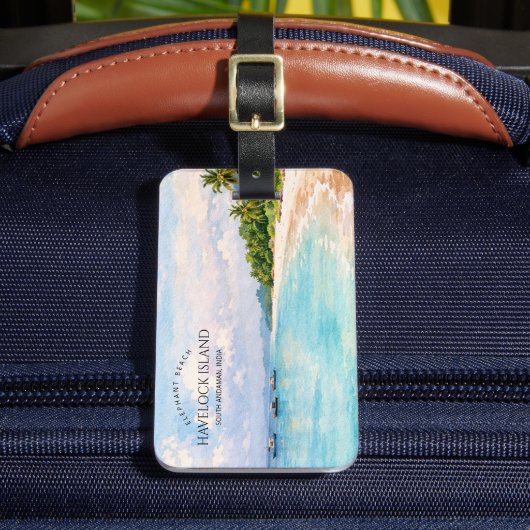 Elephant Beach Watercolor – Andaman Keepsake Gift ラゲッジタグ (正面インサイチュ2)