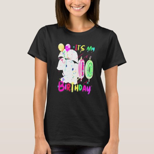 Elephant Birthday It's My 10th Birthday Girls Elep Tシャツ (正面)