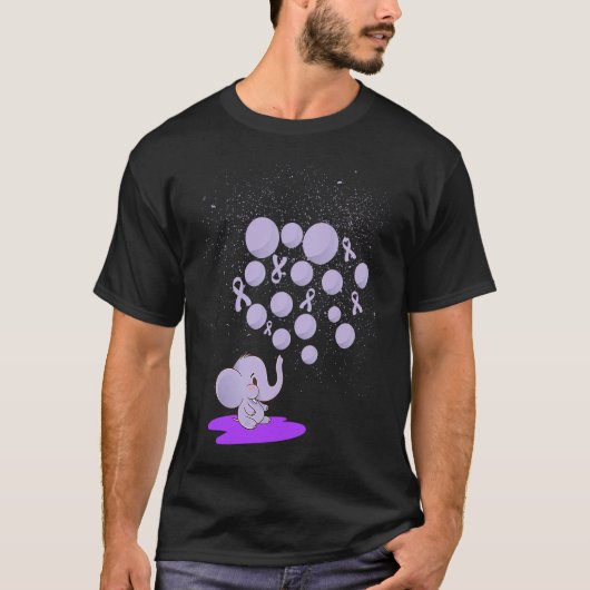 Elephant Blowing Up Purple Balloons Overdose Aware Tシャツ (正面)
