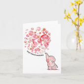 Elephant Blows Up Red Balloons Heart Disease Aware カード (黄色い花)