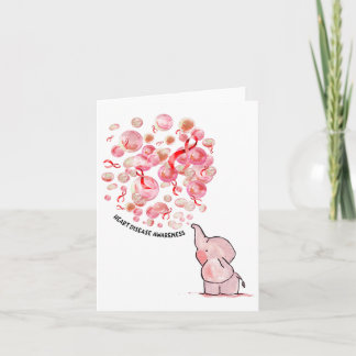 Elephant Blows Up Red Balloons Heart Disease Aware カード