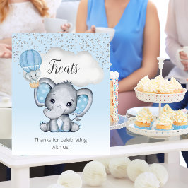 Elephant Blue Balloon Baby Shower Treats ポスター