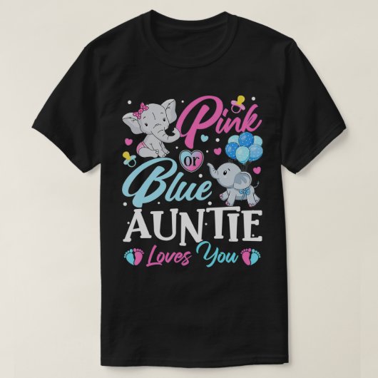 Elephant Blue Pink Auntie Loves You Pregnancy Reve Tシャツ (デザイン正面)