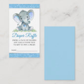 Elephant Blue Sparkle Nappy Raffle Baby Shower エンクロージャーカード (正面/裏面)