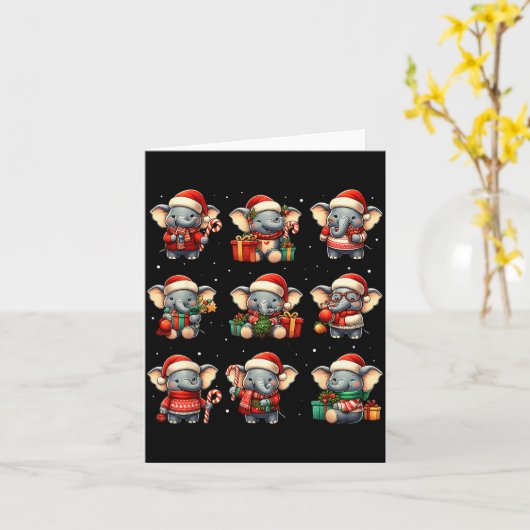 Elephant Christmas Funny Elephant Lover Pajama Men カード (黄色い花)