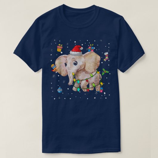 Elephant Christmas Lights Tree Decoration Xmas Sno Tシャツ (デザイン正面)