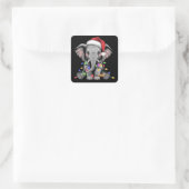 Elephant Christmas Lights Xmas Holiday Wild Animal スクエアシール (バッグ)