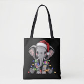 Elephant Christmas Lights Xmas Holiday Wild Animal トートバッグ (正面)