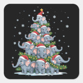 Elephant Christmas Tree Funny Cute Elephant スクエアシール (正面)