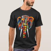 Elephant colourful artwork  animal motif animal el tシャツ (正面)