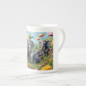 Elephant colourful whimsical mug ボーンチャイナマグカップ (正面右)