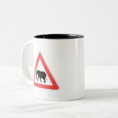 Elephant Crossing Sign Mug ツートーンマグカップ (正面左)
