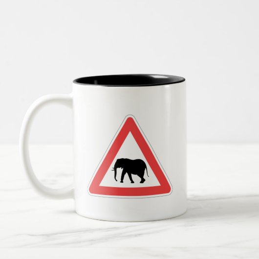 Elephant Crossing Sign Mug ツートーンマグカップ (左)
