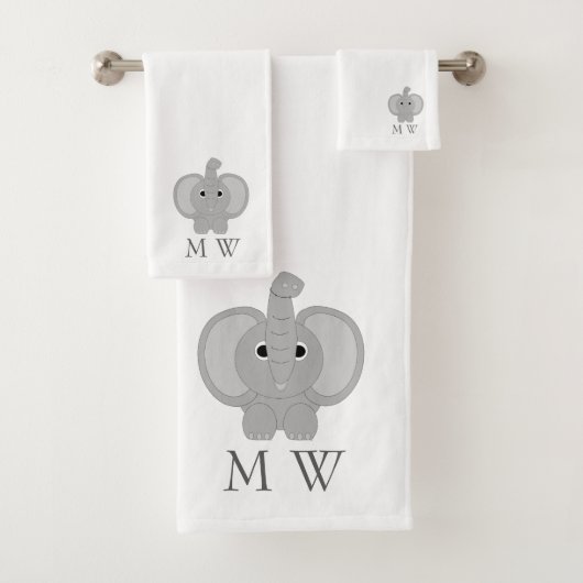 Elephant Design Monogrammed バスタオルセット (インサイチュ)