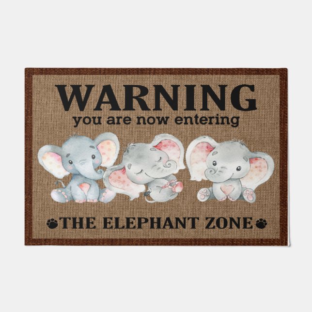 Elephant Doormat, Elephant Lovers Welcome Mat Gift ドアマット (正面)