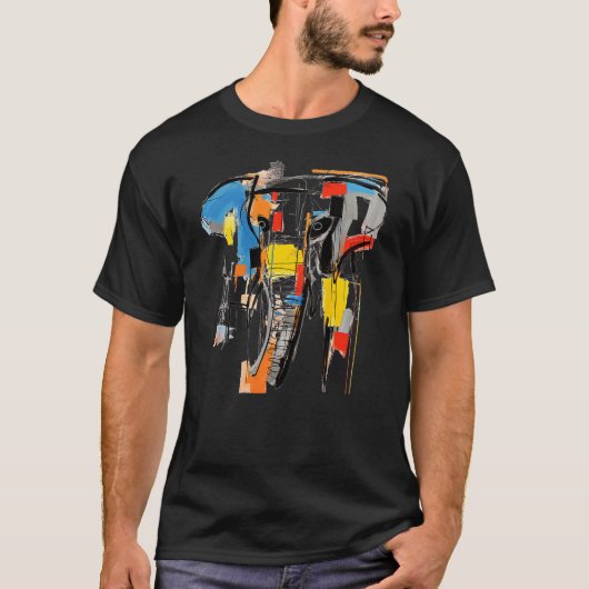 Elephant Drawing Abstract Painting Animal Art Elep Tシャツ (正面)