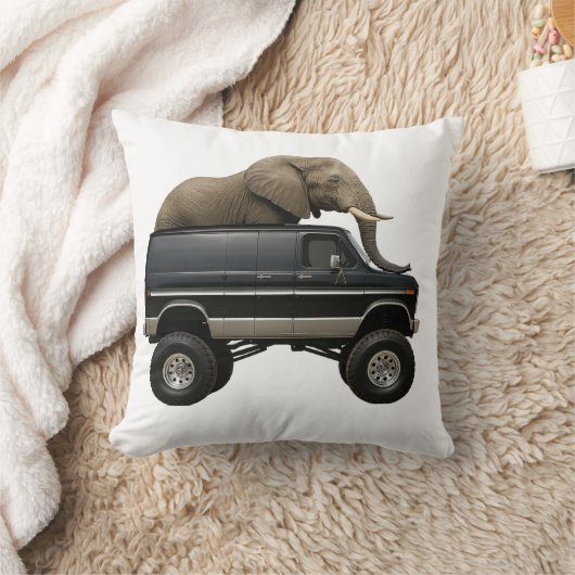 Elephant Driving 4x4 Van クッション (ブランケット)