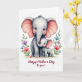 Elephant Family Floral Pattern Card カード (黄色い花)