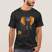 Elephant Flowers Artwork - African Art Elephant Tシャツ (正面)