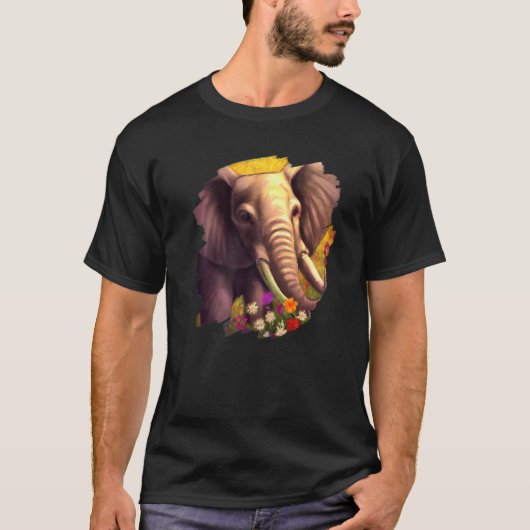 Elephant Flowers Cute Painting Flower Elephant  1 Tシャツ (正面)