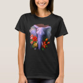 Elephant Flowers Cute Painting Flower Elephant 3 Tシャツ (正面)