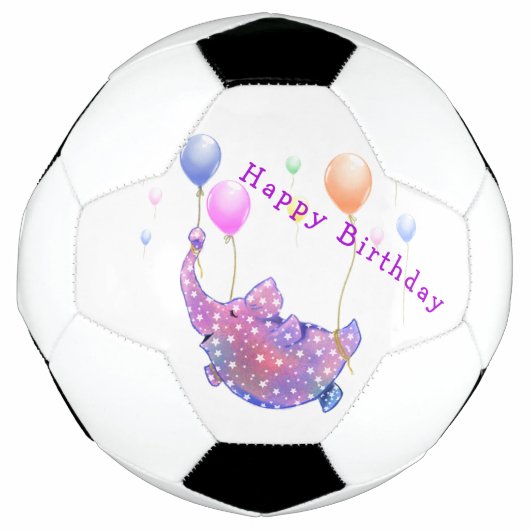 Elephant Flying Balloons Birthday Soccer Ball Gift サッカーボール (正面)