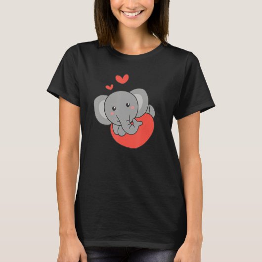 Elephant For Valentine s Day Cute Animals With Hea Tシャツ (正面)