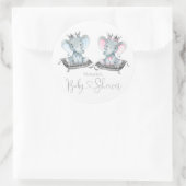 Elephant Gender Reveal Baby Shower  ラウンドシール (バッグ)