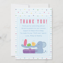 Elephant & Gifts Birthday Thank You Card サンキューカード