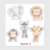 Elephant Giraffe Lion Monkey Zebra  シール (シート)