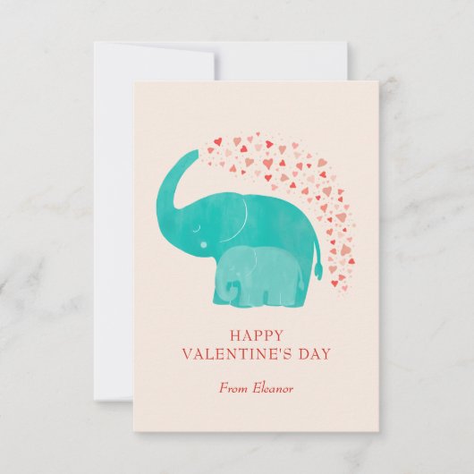 Elephant Happy Valentine's Day Kid Photo ノートカード (正面)