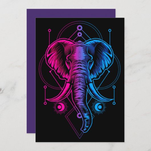 Elephant Head With Sacred Geometry 招待状 (正面/裏面)