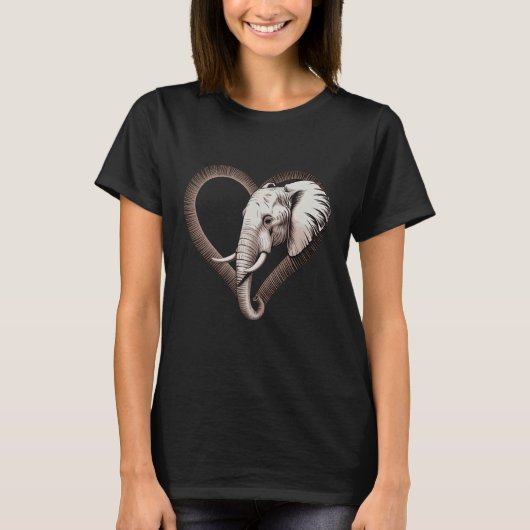 Elephant Heart Wildlife Safari Elephant Animal Lov Tシャツ (正面)