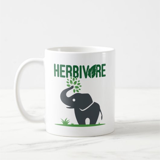 Elephant Herbivore Plant Eating コーヒーマグカップ (左)