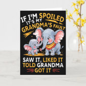 Elephant If Im Spoiled Its My Grandmas Fault Saw I カード (黄色い花)
