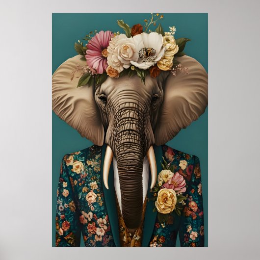 Elephant In Suit Poster, Elephant Portrait ポスター (正面)
