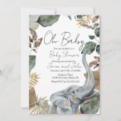 Elephant Jungle Wild Details Baby Shower 招待状 (正面)