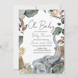 Elephant Jungle Wild Details Baby Shower 招待状