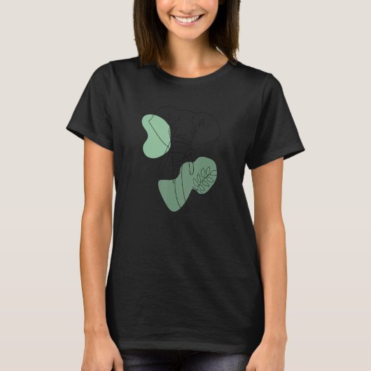 Elephant Line Animals Abstract Art Tシャツ (正面)