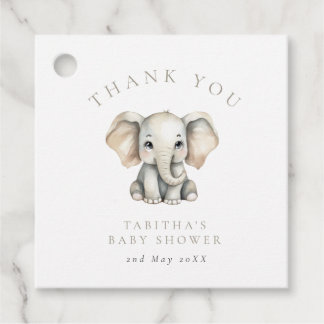 Elephant Little Peanut Baby Shower Thank You フェイバータグ