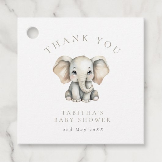 Elephant Little Peanut Baby Shower Thank You フェイバータグ (正面)
