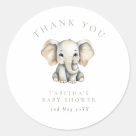 Elephant Little Peanut Baby Shower Thank You ラウンドシール