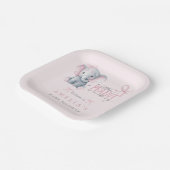 Elephant 'Little Peanut' Pink Bow Baby Girl Shower ペーパープレート (傾斜あり)