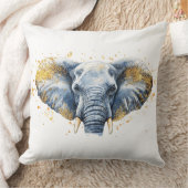 🐘 Éléphant Majestueux avec Paillettes Dorées ✨ クッション (ブランケット)
