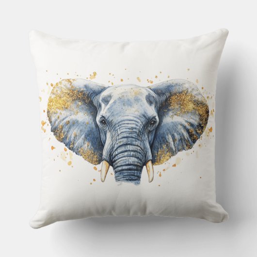 🐘 Éléphant Majestueux avec Paillettes Dorées ✨ クッション (裏面)