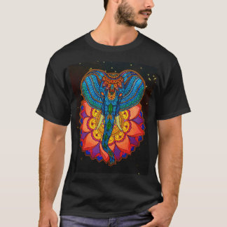 Elephant Mandala with a Mystical Lotus Tシャツ
