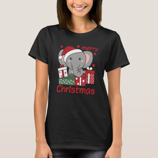 Elephant Merry Christmas Winter Elephant Christmas Tシャツ (正面)