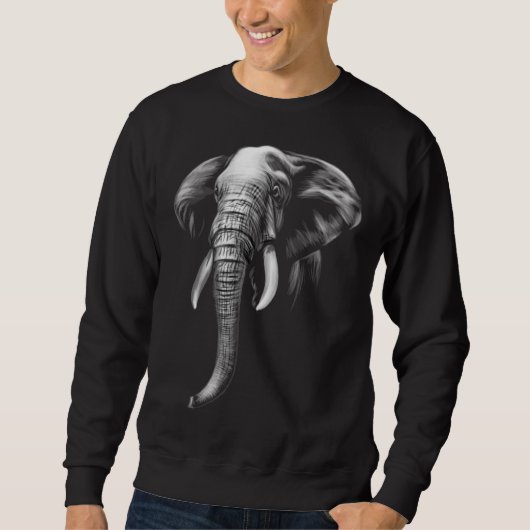 Elephant Minimal Animal Line Realistic Modern スウェットシャツ (正面)
