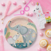 Elephant Mom and Baby ペーパープレート (パーティー)