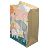 Elephant Mom and Baby ミディアムペーパーバッグ (正面アングル)